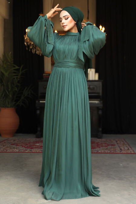 Modest Emerald Green Evening Dress 25890ZY - NEVA STYLE