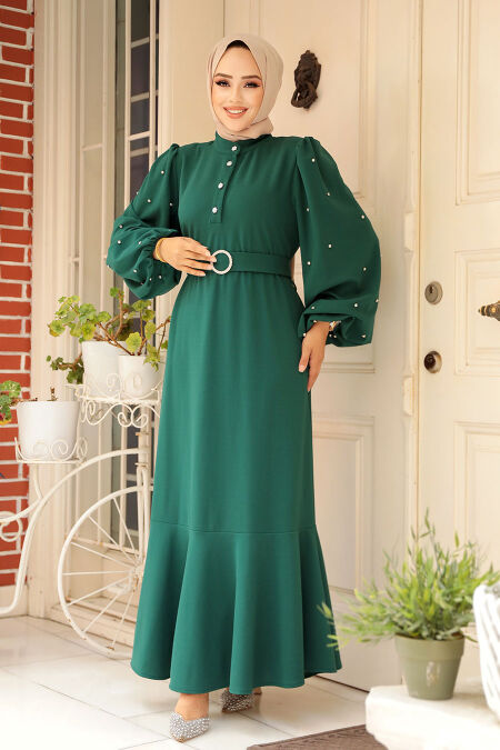 Modest Emerald Green Evening Dress 30022ZY - NEVA STYLE