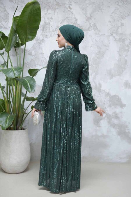 Modest Emerald Green Evening Gown With Long Sleeve 44961ZY - Neva-style.com