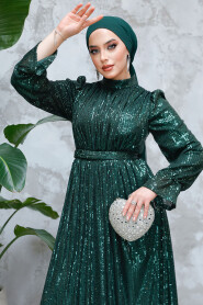 Modest Emerald Green Evening Gown With Long Sleeve 44961ZY - 3