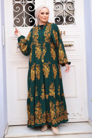 Modest Emerald Green Floral Long Dress 3035ZY - 3