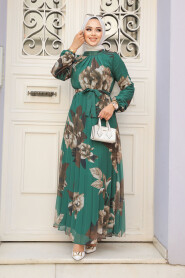 Modest Emerald Green Floral Maxi Dress 34466ZY - 2