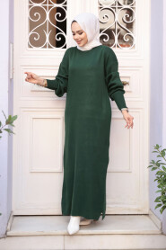 Modest Emerald Green Knitwear Dress 17205ZY - 2