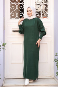 Modest Emerald Green Knitwear Dress 17205ZY - 3