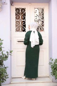 Modest Emerald Green Knitwear Dress 17205ZY - 4
