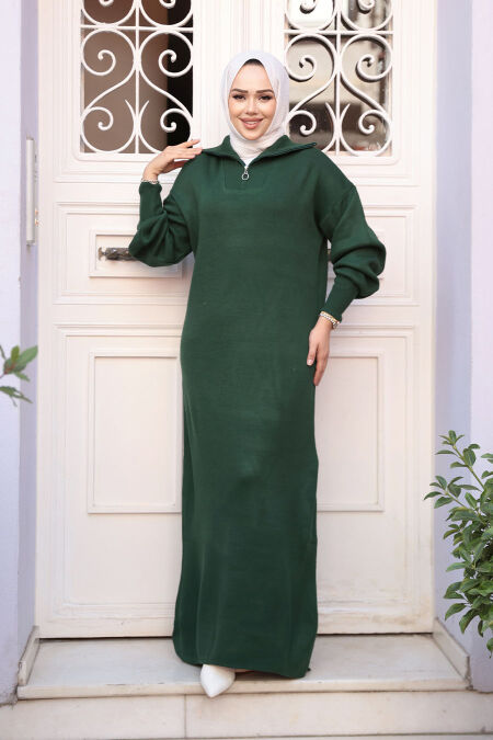 Modest Emerald Green Knitwear Dress 60321ZY - NEVA STYLE