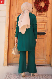 Modest Emerald Green Knitwear Dual Suit 10202ZY - 3