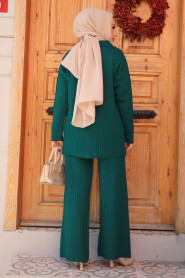 Modest Emerald Green Knitwear Dual Suit 10239ZY - 3