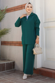 Modest Emerald Green Knitwear Dual Suit 10254ZY - 2