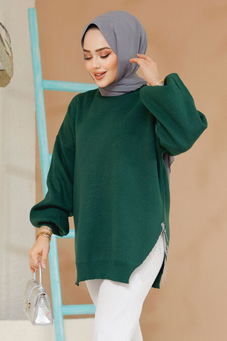 Modest Emerald Green Knitwear Jumper Top 17202ZY - NEVA STYLE