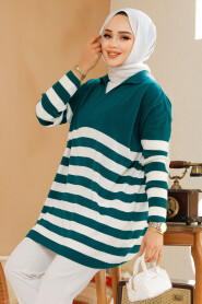 Modest Emerald Green Knitwear Jumper Top 53401ZY - 1