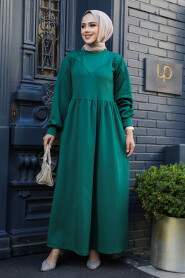 Modest Emerald Green Long Sleeve Dress 36902ZY - 1