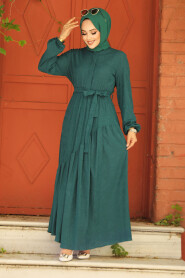 Modest Emerald Green Long Sleeve Dress 60931ZY - 2