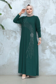 Modest Emerald Green Long Sleeve Dress 9345ZY - 1