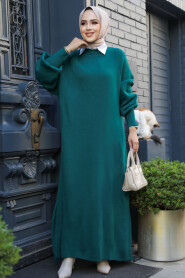 Modest Emerald Green Long Sleeve Knitwear Dress 100013ZY - 2