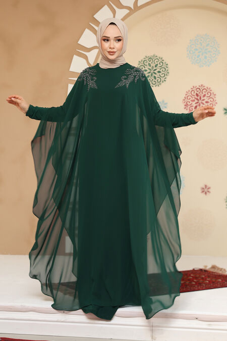 Modest Emerald Green Plus Size Abaya Dress 25908ZY - NEVA STYLE