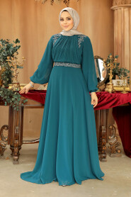 Modest Emerald Green Plus Size Dress 25879ZY - 2