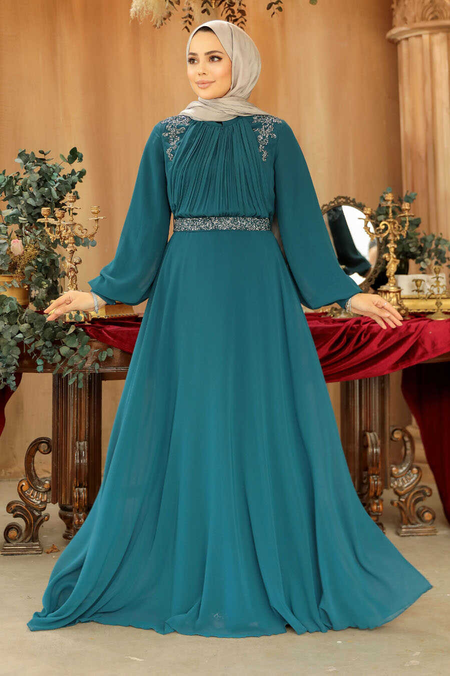 Modest Emerald Green Plus Size Dress 25879ZY - Neva-style.com