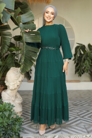 Modest Emerald Green Ruffle Dress 44761ZY - 2