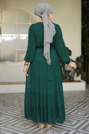 Modest Emerald Green Ruffle Dress 44761ZY - 3