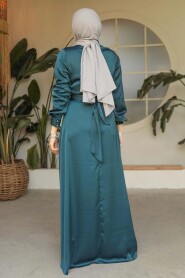 Modest Emerald Green Satin Dress 45661ZY - 3