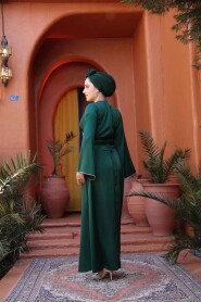 Modest Emerald Green Satin Engagement Dress 61592ZY - 4