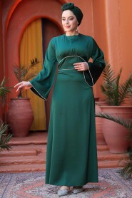 Modest Emerald Green Satin Engagement Dress 61592ZY - 2