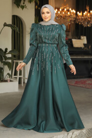 Modest Emerald Green Satin Evening Dress 51891ZY - 1