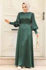 Modest Emerald Green Satin Evening Dress 61031ZY - 1