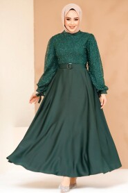 Modest Emerald Green Satin Evening Gown 6176ZY 