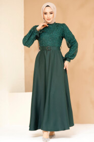 Modest Emerald Green Satin Evening Gown 6176ZY - 3