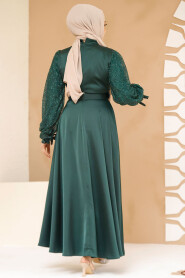 Modest Emerald Green Satin Evening Gown 6176ZY - 4