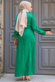 Modest Emerald Green Satin Prom Dress 5948ZY - 2