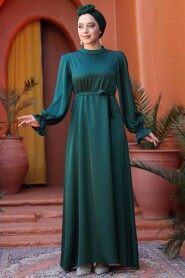 Modest Emerald Green Satin Prom Dress 62132ZY - 2