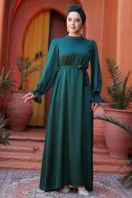 Modest Emerald Green Satin Prom Dress 62132ZY - 5