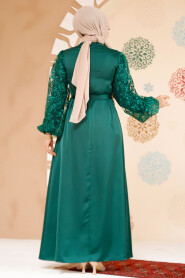 Modest Emerald Green Satin Prom Gown 61512ZY - 3