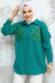 Modest Emerald Green Shirt Tunic 4526ZY 