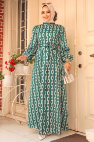 Modest Emerald Green Summer Dress 23422ZY - 1