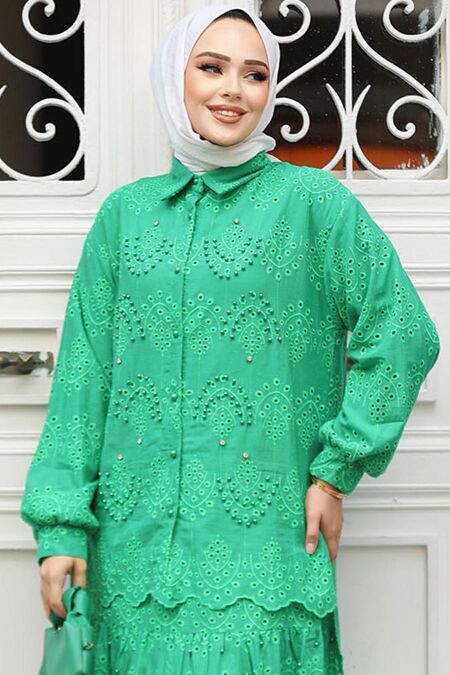 Modest Emerald Green Tunic 13512ZY - NEVA STYLE