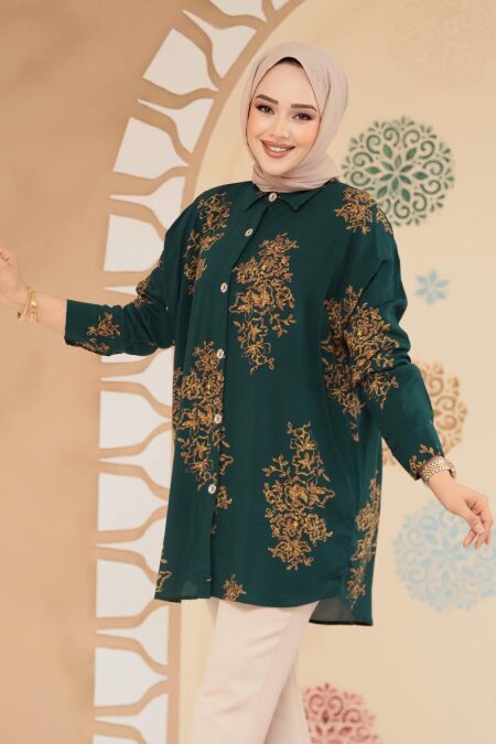 Modest Emerald Green Tunic 20413ZY - NEVA STYLE