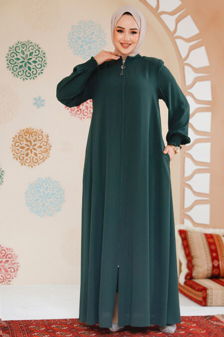 Modest Emerald Green Turkish Abaya 45287ZY - NEVA STYLE