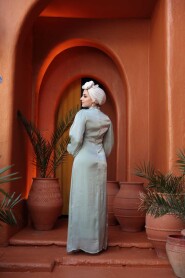 Modest Evening Dress - Balloon Sleeve Mint Modest Evening Dress 62312MINT - 4