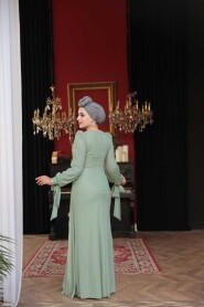 Modest Evening Dress - Bead Embellished Sage Green Modest Evening Dress 53497CY - 4