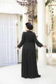 Modest Evening Dress - Cape Detailed Black Modest Evening Dress 5394S - 4