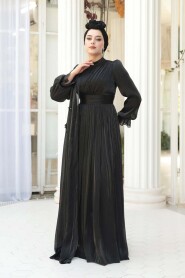Modest Evening Dress - Cape Detailed Black Modest Evening Dress 5394S - 3