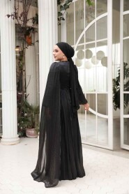 Modest Evening Dress - Cape Detail Black Modest Evening Dress 5447S - 5