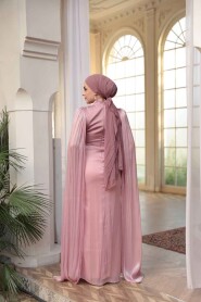 Modest Evening Dress - Cape Detail Dusty Rose Modest Evening Dress 5418GK - 3