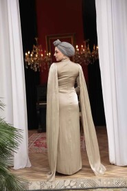 Modest Evening Dress - Cape Detail Mink Modest Evening Dress 5418V - 3