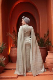 Modest Evening Dress - Cape Detail Mint Modest Evening Dress 5447MINT - 4