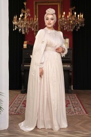 Modest Evening Dress - Cape Detailed Stone Modest Evening Dress 5394TAS - 1